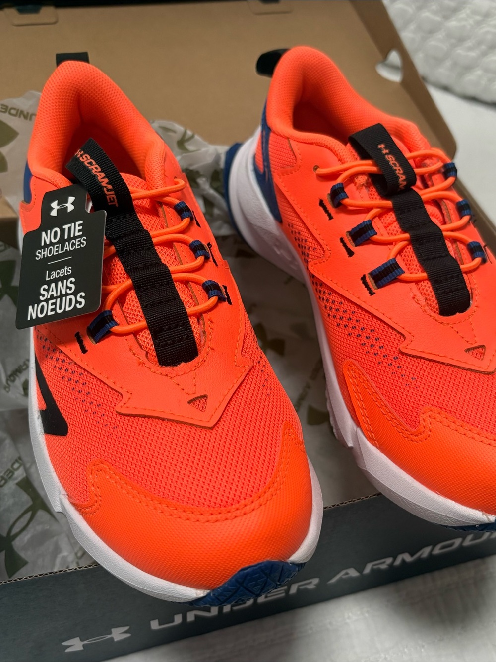 Under Armour Kids Neon Orange No-Tie Sneakers